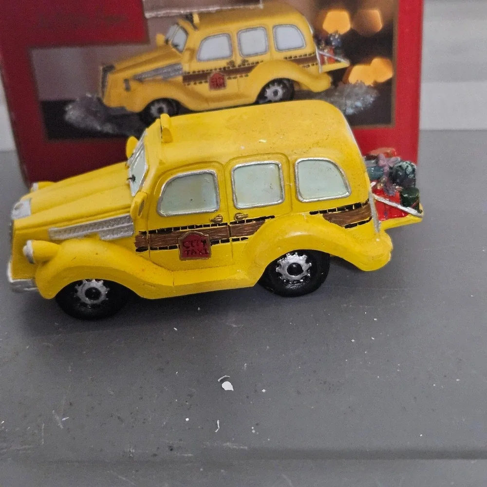 St Nicholas Square Village Accessory Yellow City Taxi Cab Car Vehicle Decor‎
